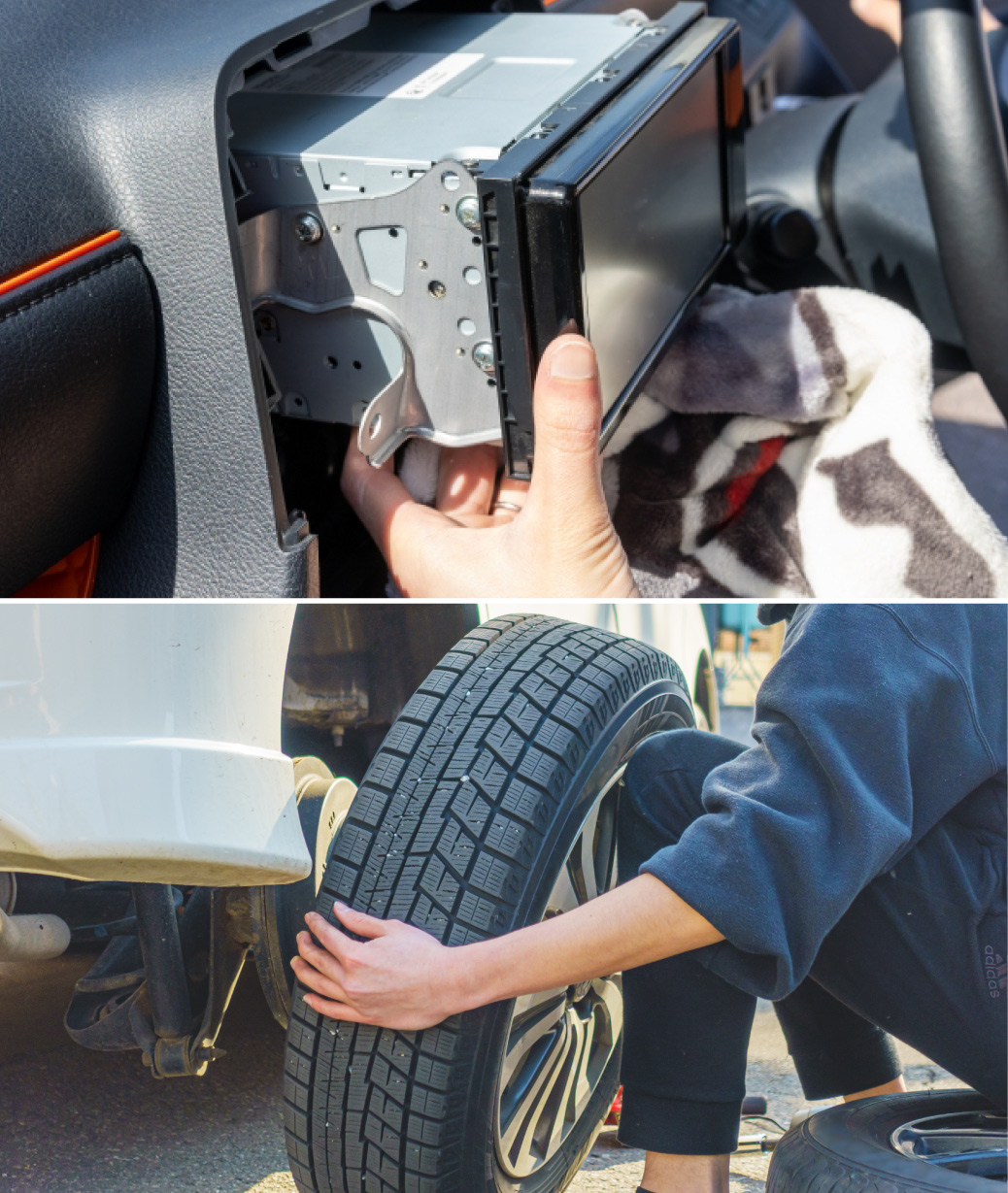 車のカスタムパーツ取付